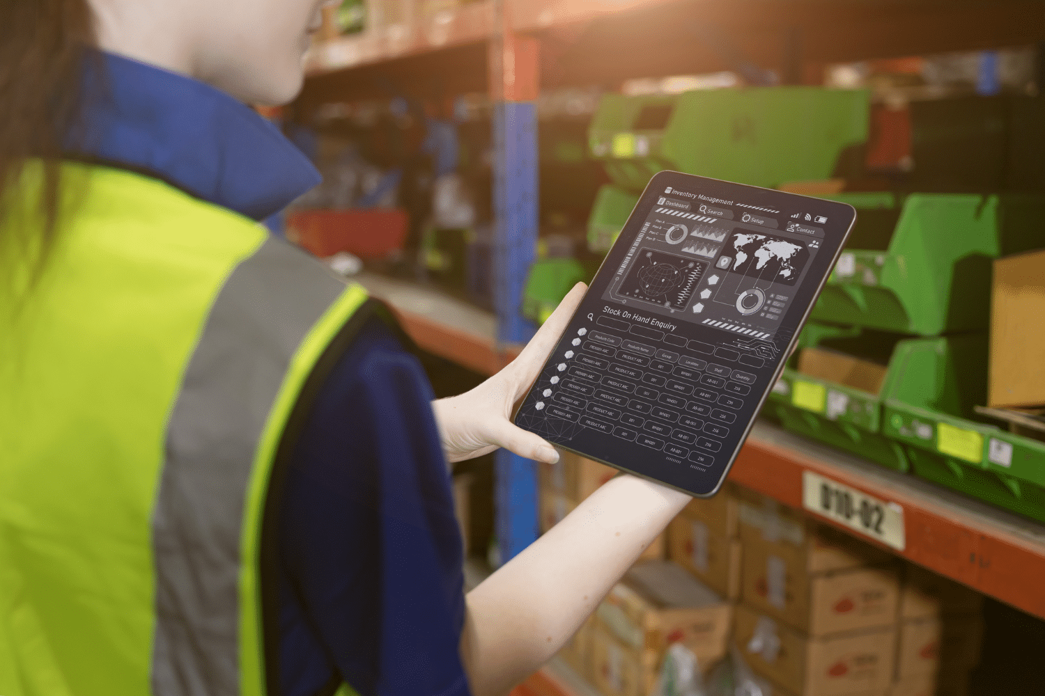 woman with table managing inventory with paradigm erp